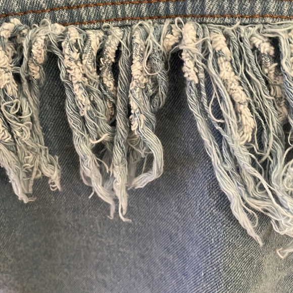 Taxi Cropped Jean Jacket With Fringe and Distressing - Picture 7 of 11